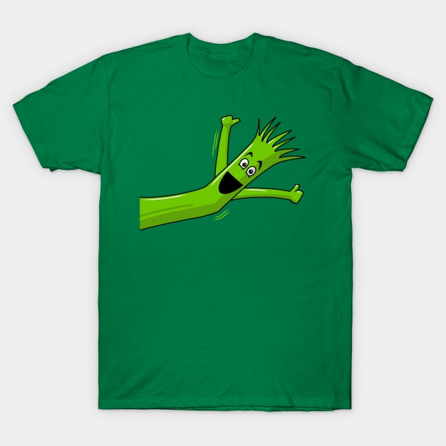 Green Wacky Waving Tube Man Portrait T-Shirt by y30artist